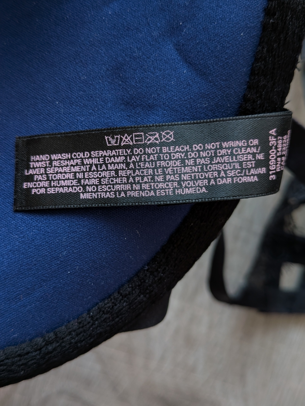 Victoria's Secret Navy Blue Black Lace Front Clasp Strap Push Up Bra 32B - Picture 8 of 8